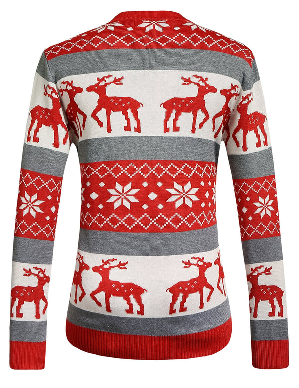 CamiiMia Ugly Christmas Sweater For Women Holiday Red Grey