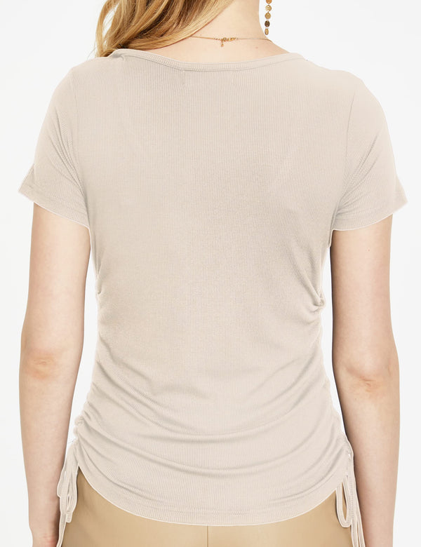 SSLR Deep V Neck Womens Summer Tops Cute Slim Fit T Shirts