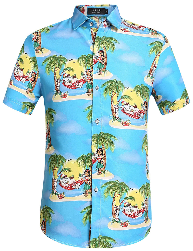 SSLR Mens Christmas Hawaiian Tropical Shirts