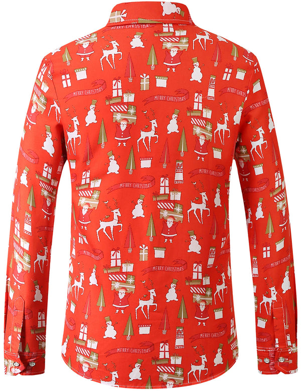 SSLR Mens Christmas Santa Claus Prints Shirts