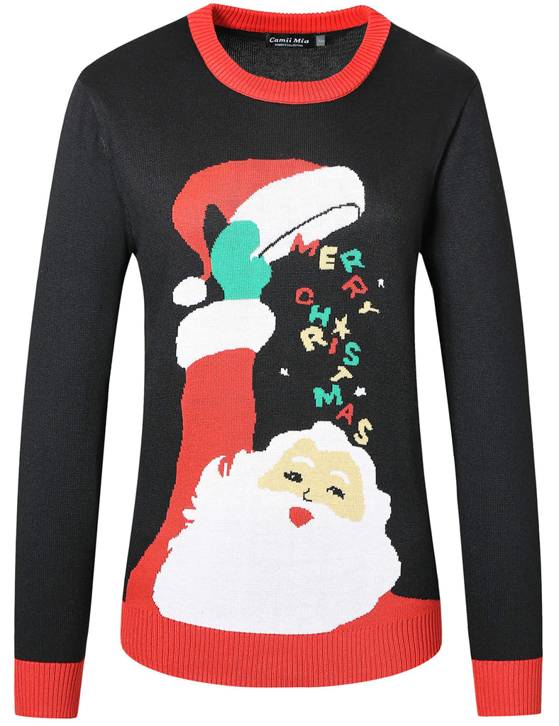 CamiiMia Women Ugly Christmas Santa Claus Fancy Sweaters