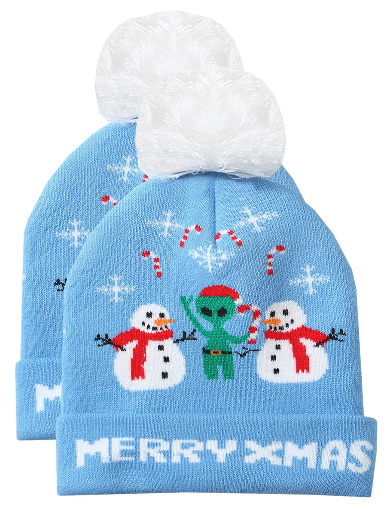SSLR Adult Christmas Hat Ugly Beanie Little Snowman Knitted Cap