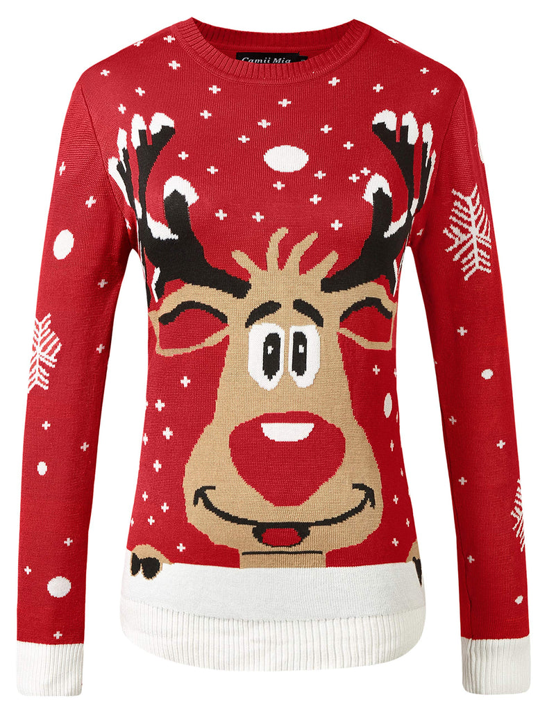 SSLR CamiiMia Womens Christmas Reindeer Pullover Sweater