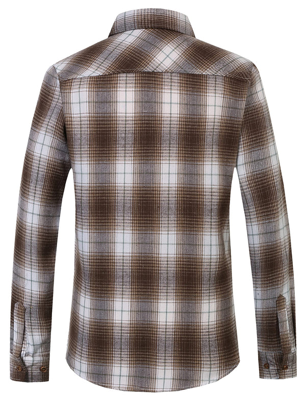 SSLR Flannel Men Double Pocket Lightweight Brushed Casual Shirts