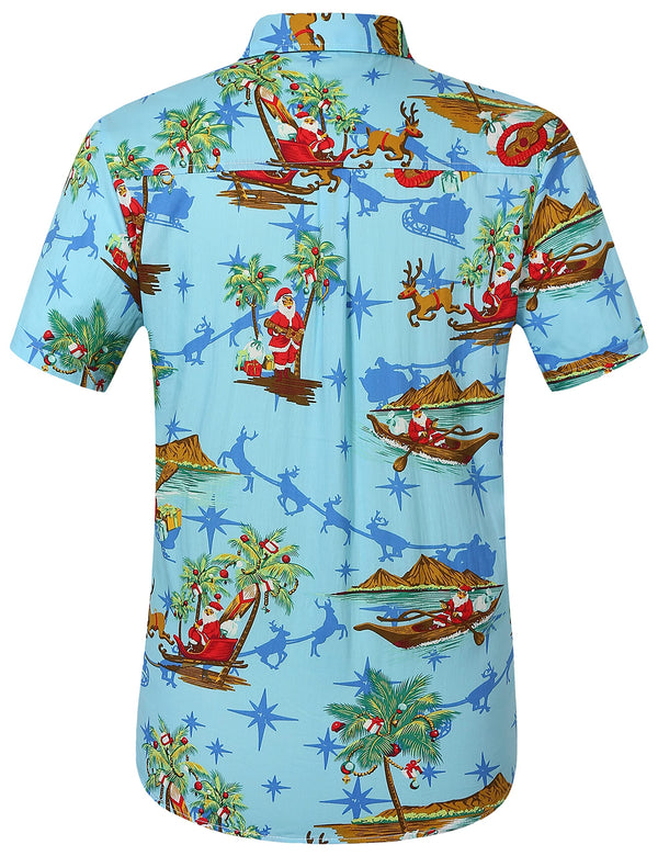 SSLR Hawaiian Men Christmas Sleigh Summer Beach Shirts