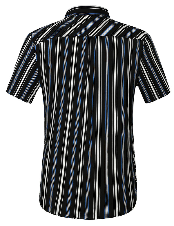 SSLR Men Hawaiian Striped Casual Summer Stripes Shirts