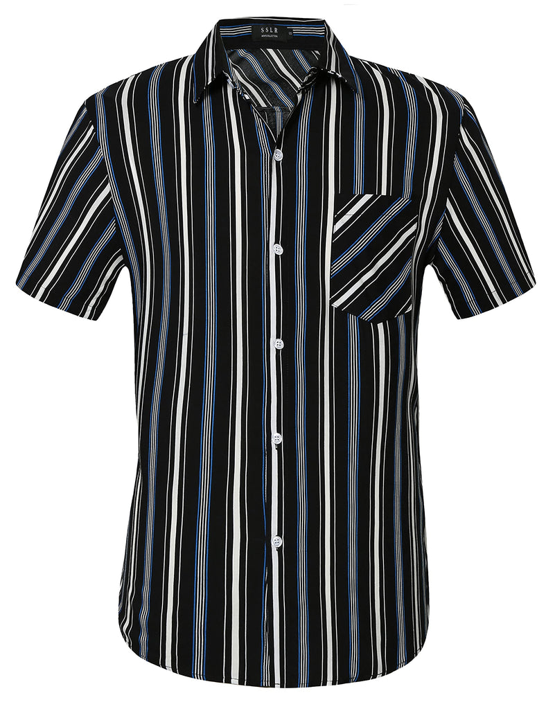 SSLR Men Hawaiian Striped Casual Summer Stripes Shirts