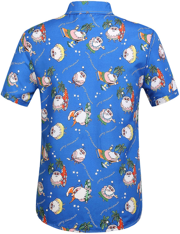 SSLR Mens Christmas Hawaiian Q Tropical Button Shirts