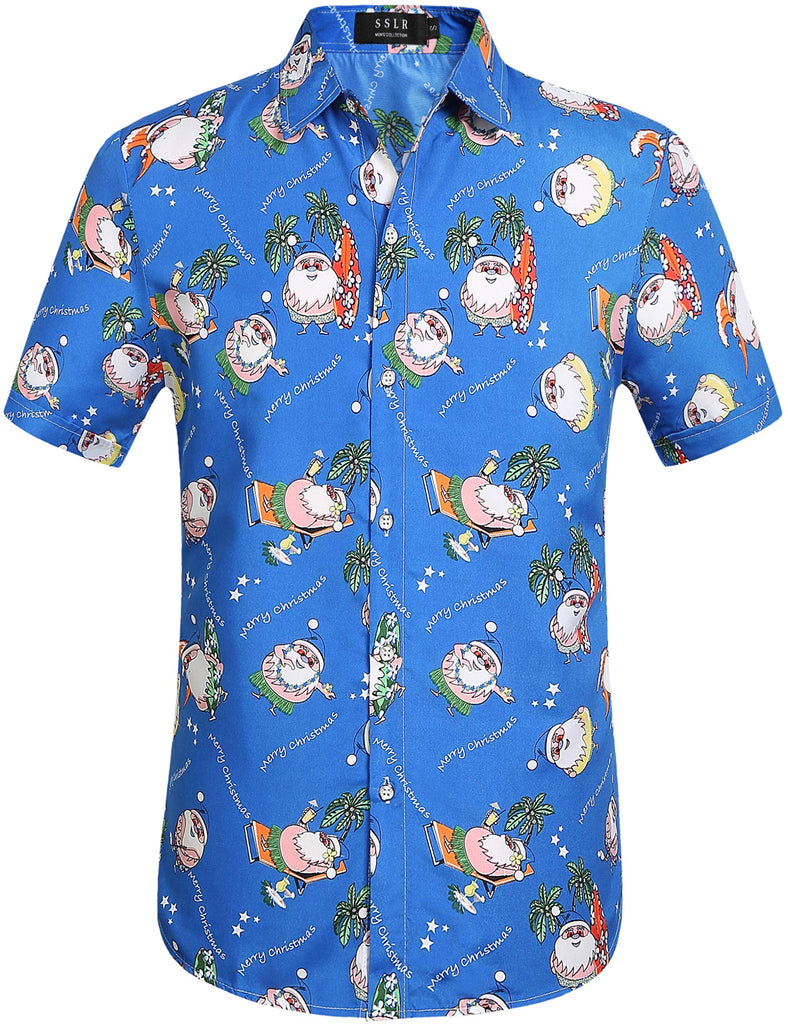 SSLR Mens Christmas Hawaiian Q Tropical Button Shirts