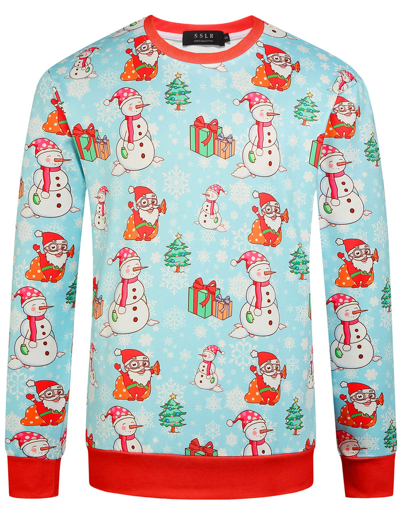 SSLR Mens Christmas Sweatshirt Funny Hoodies Xmas Holiday Crew Neck Pullover