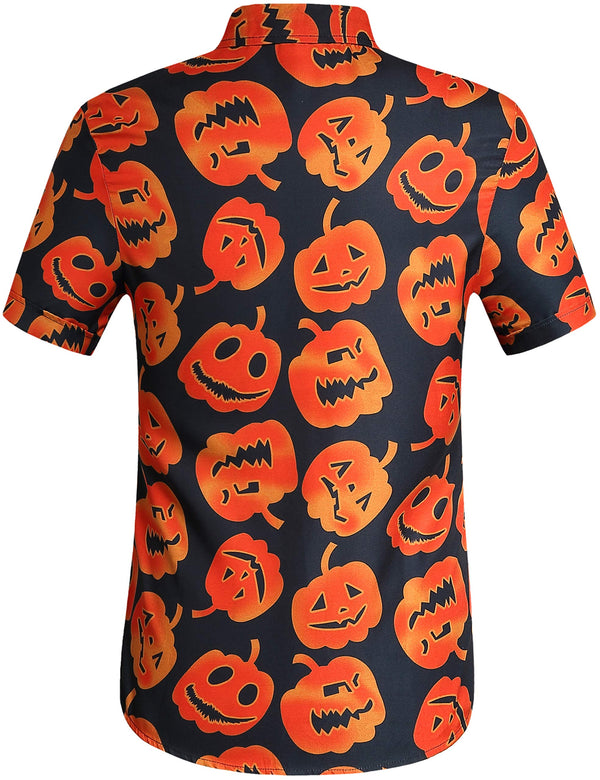 SSLR Mens Halloween Orange Black Pumpkins Shirts