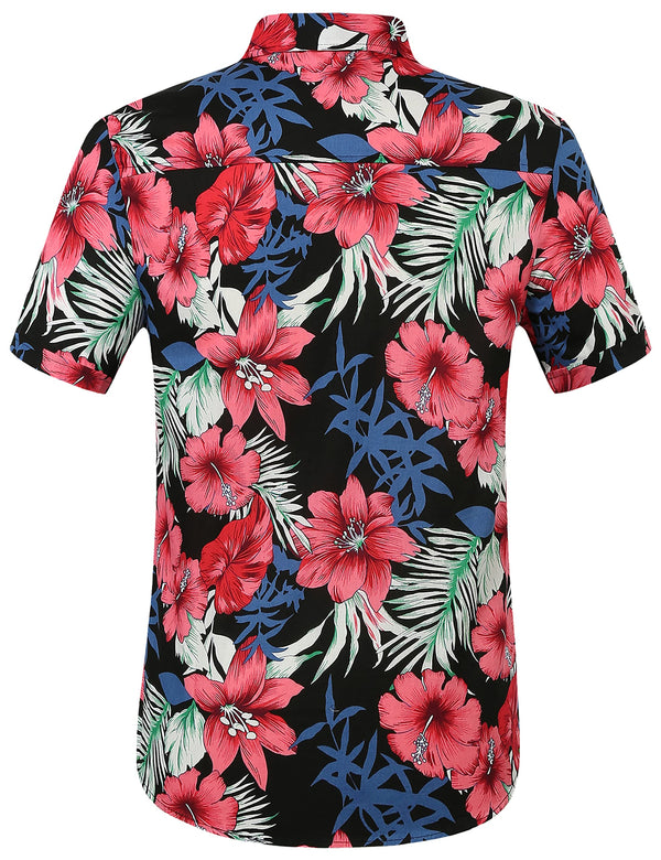 SSLR Mens Hawaiian Casual Flowers Shirts
