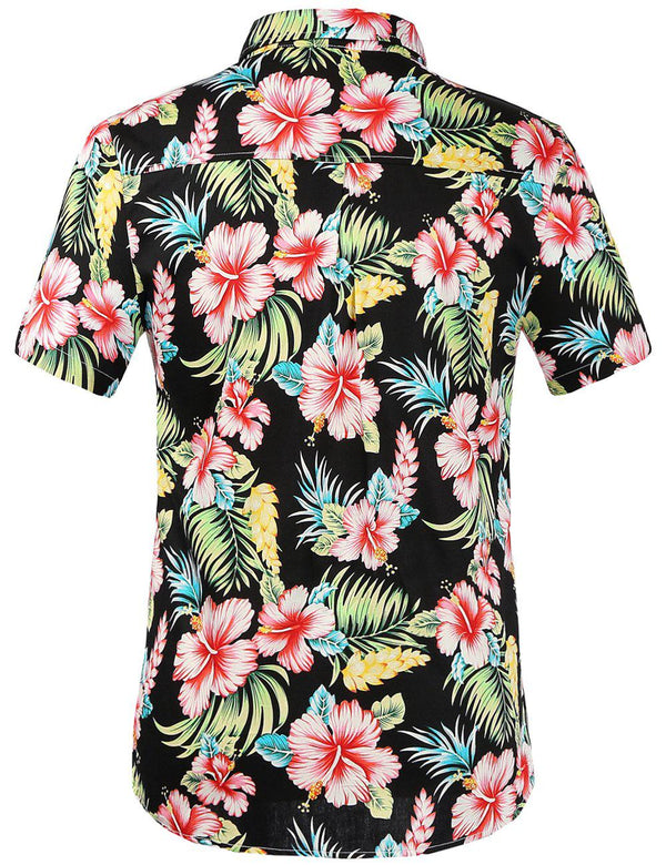 SSLR Mens Hawaiian Casual Multicolor Flowers Shirts