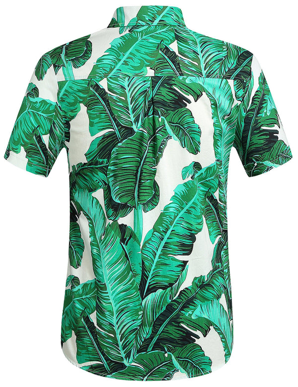 SSLR Mens Hawaiian Cotton Casual Foliage Shirts