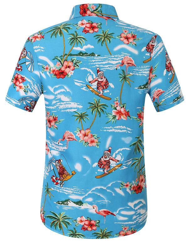SSLR Mens Hawaiian Santa Claus Aloha Shirts