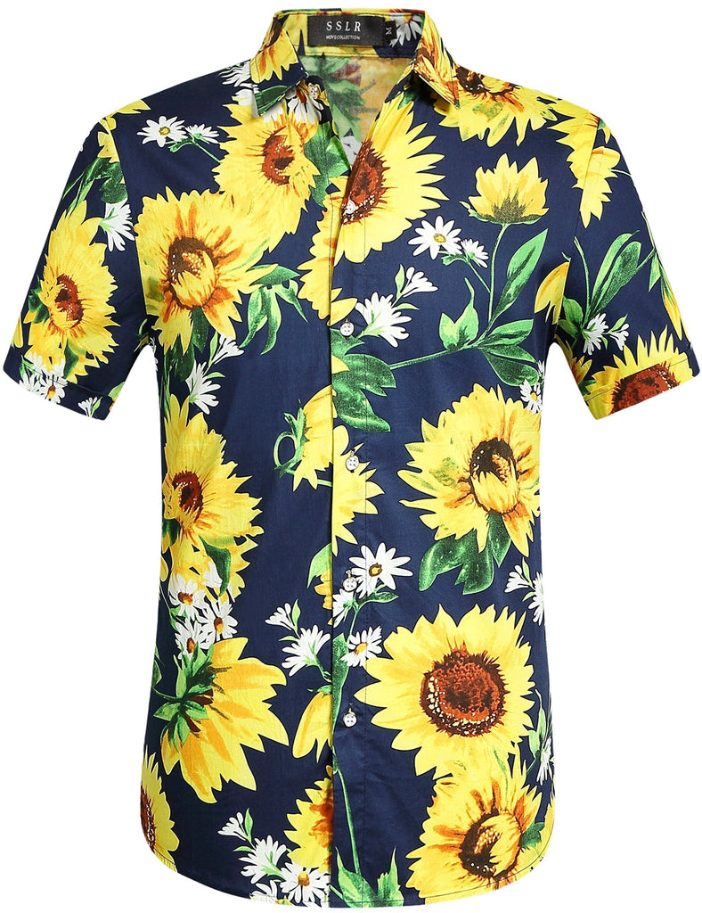 SSLR Mens Sunshine Daisy Hawaiian Shirts