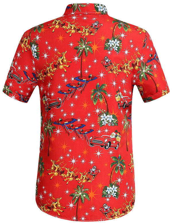 SSLR Mens Vacation Christmas Carriage Hawaiian Shirts