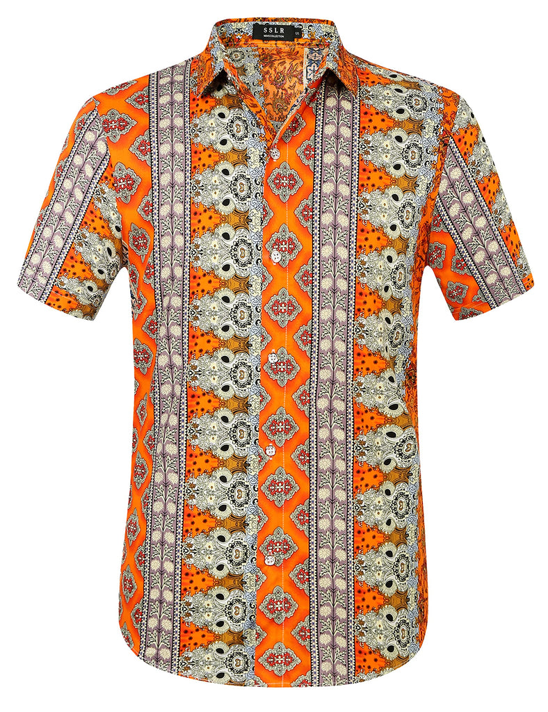 SSLR Mens Vintage Pattern Hawaiian Shirts