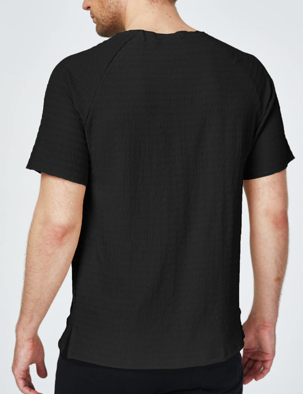 SSLR Summer Crewneck Waffle Henley Shirts For Men