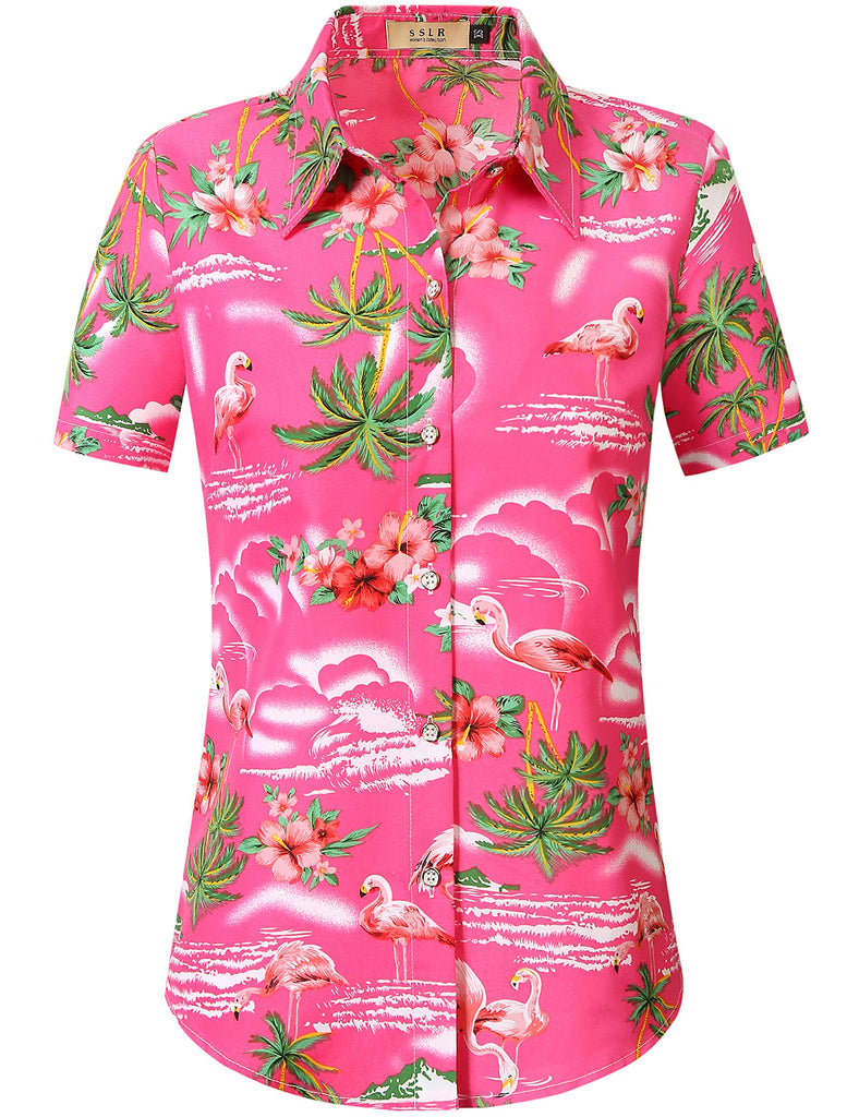 SSLR Womens Flamingo Hawaiian Shirts