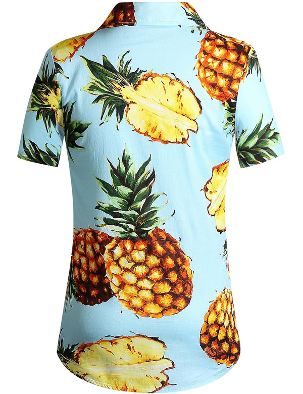 SSLR Womens Hawaiian Blouses Casual Pineapple Shirts