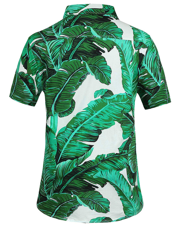 SSLR Womens Hawaiian Casual Button Foliage Shirts