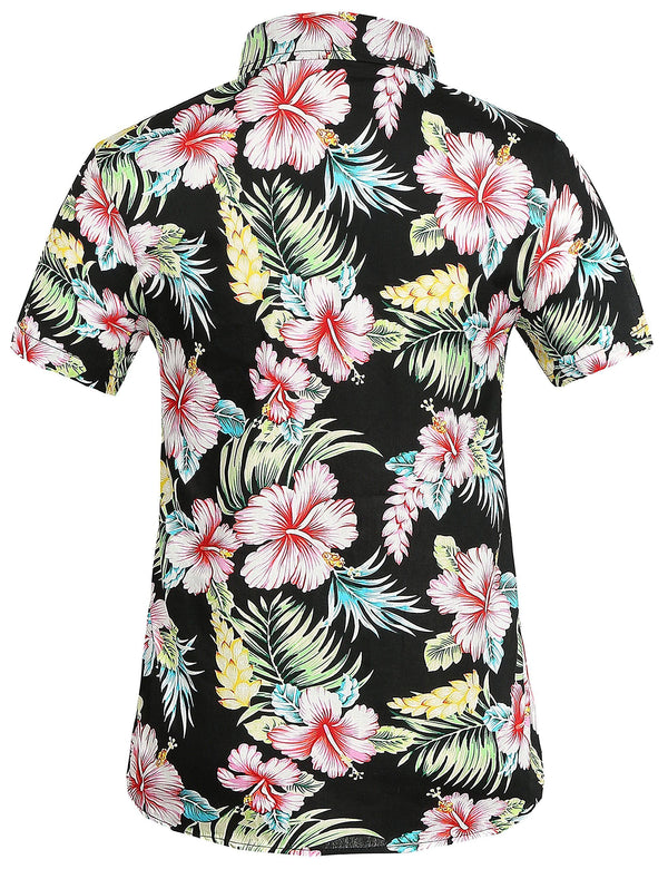 SSLR Womens Hawaiian Casual Multicolor Flowers Shirts