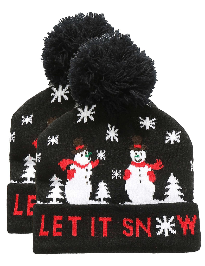 SSLR Youth Big Kids Christmas Beanie Hat Pompom Snowman Knitted Cap